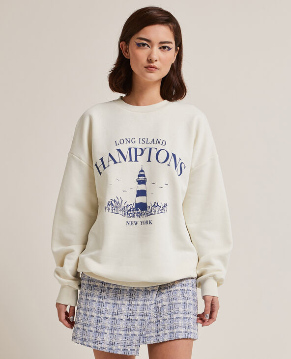 Sweat col rond oversize beige - Pimkie