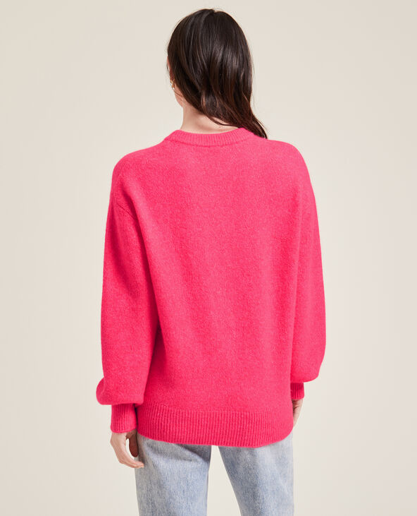 Pull maille col rond rose fuchsia - Pimkie