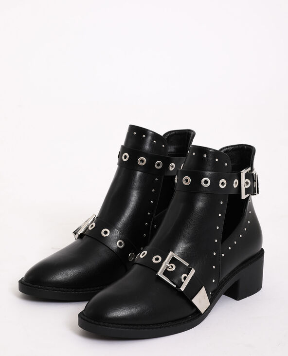 Boots plates entrouvertes noir - Pimkie