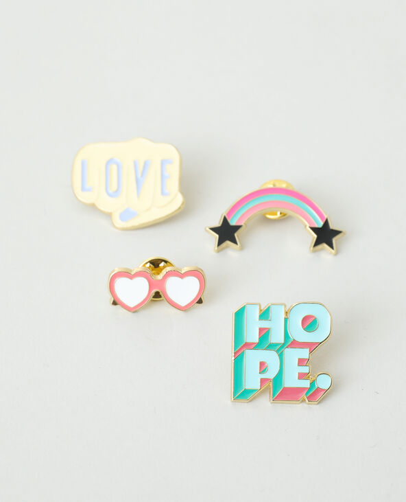 Lot de 4 pins multicolores rose clair - Pimkie