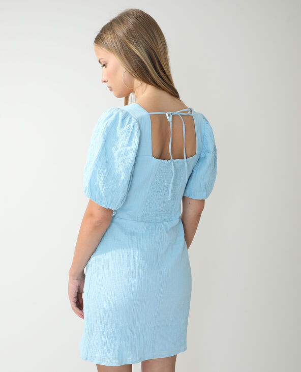 Robe froncée et smockée bleu - Pimkie