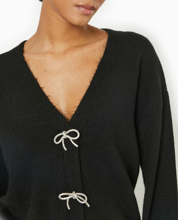 Pull effet gilet avec nœuds à strass noir - Pimkie