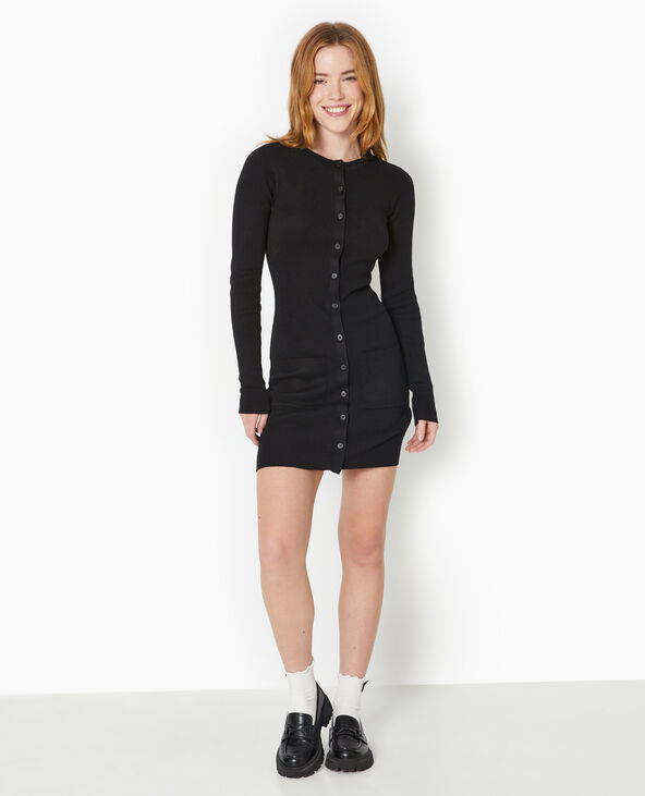 Robe boutonnée en maille noir - Pimkie