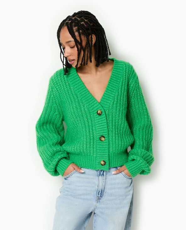 Gilet grosses mailles vert - Pimkie