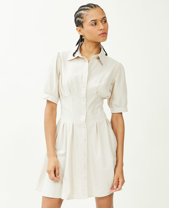 Robe cintrée et boutonnée avec lin sable - Pimkie