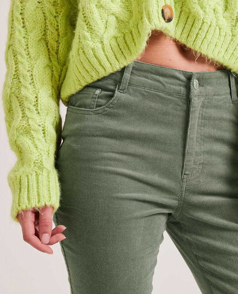 Pantalon flare en velours vert kaki - Pimkie