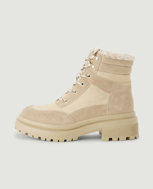 Bottines fourrées à lacets beige - Pimkie