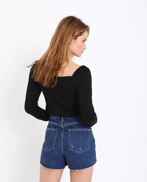 T-shirt col carré noir - Pimkie