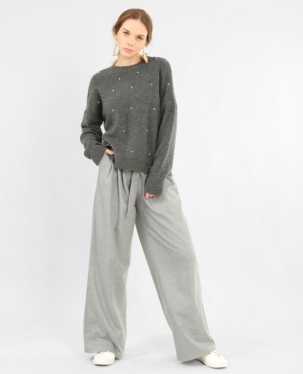 Pull à perles gris chiné - Pimkie