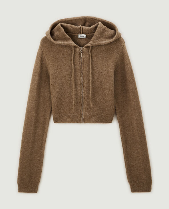 Gilet zippé court avec capuche taupe - Pimkie