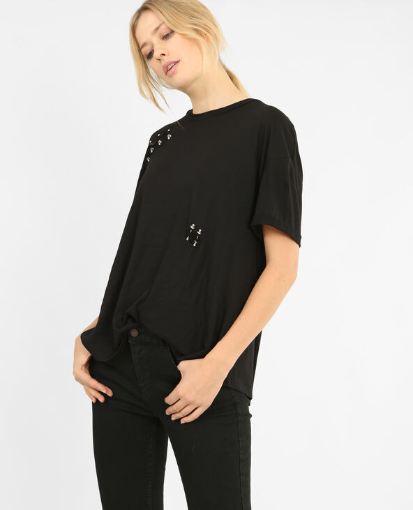 T-shirt piercings noir - Pimkie
