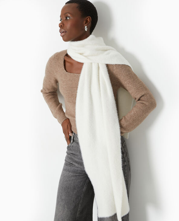 Echarpe en maille fluffy ultra douce écru - Pimkie
