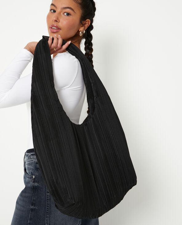 Sac en tissu plissé porté épaule noir - Pimkie