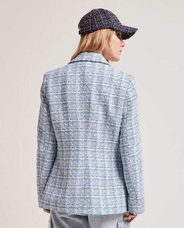 Veste blazer en tweed bleu - Pimkie
