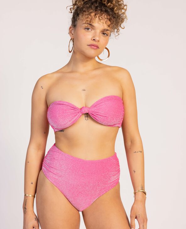 Bas de maillot culotte haute avec fronces rose - Pimkie
