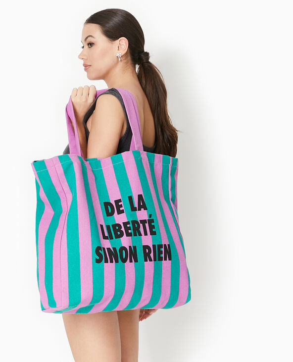 Tote bag XXL rayé lilas - Pimkie
