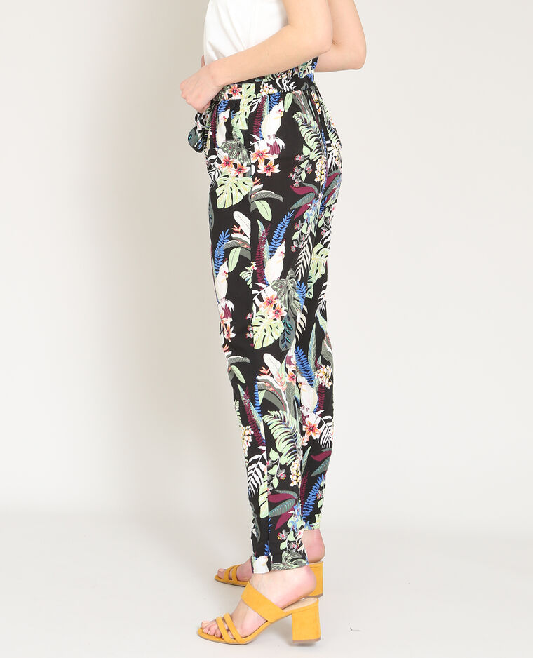 Pantalon Fluide Imprime Noir 140637899e0a Pimkie