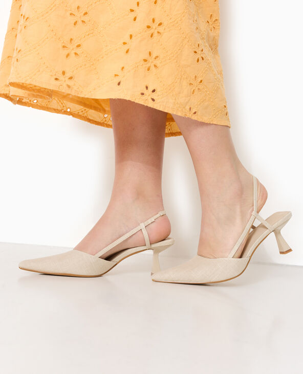 Escarpins ouverts bouts pointus et talons bobines beige - Pimkie
