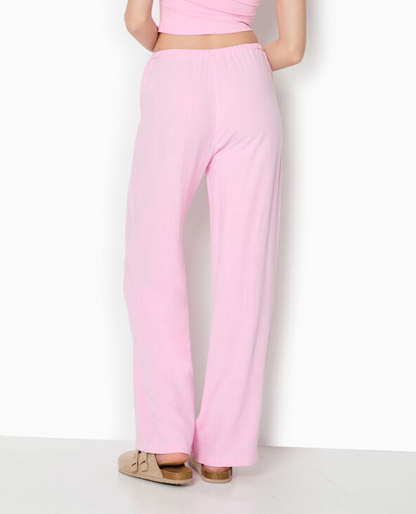 Pantalon large et droit avec taille élastiquée rose - Pimkie