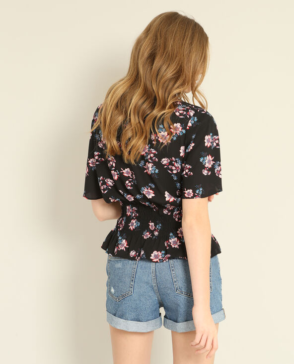 Blouse fluide à fleurs noir - Pimkie