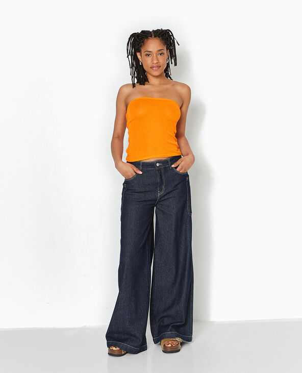Top bustier bandeau en maille orange - Pimkie