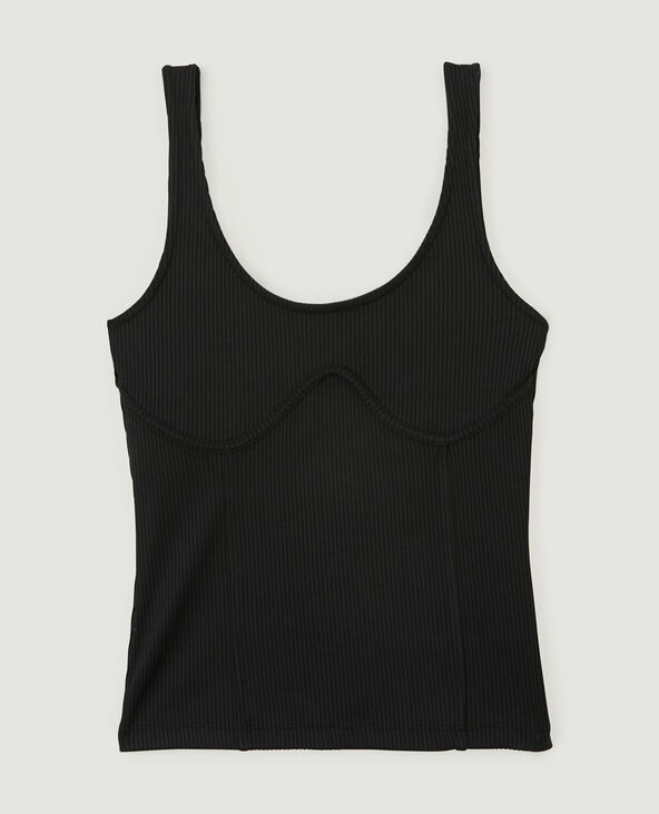 Débardeur en maille côtelée façon corset noir - Pimkie