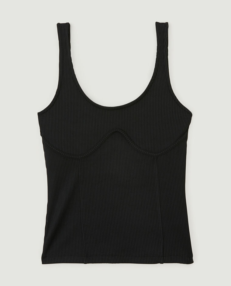 Débardeur en maille côtelée façon corset noir - Pimkie