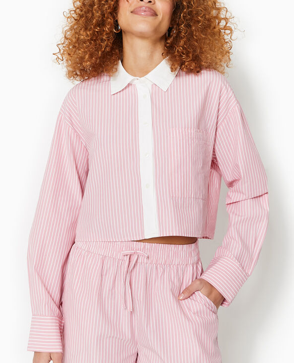 Chemise rayee cropped facon pyjama d homme Pimkie