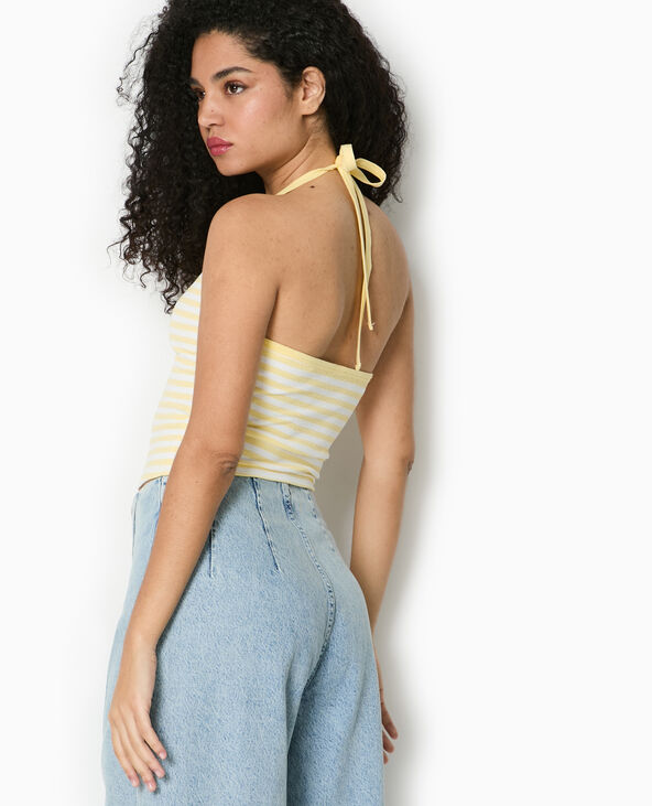 Top dos-nu court rayé jaune - Pimkie