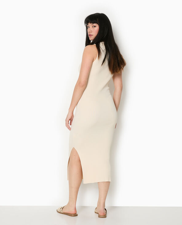 Robe longue et moulante en maille côtelée blanc - Pimkie