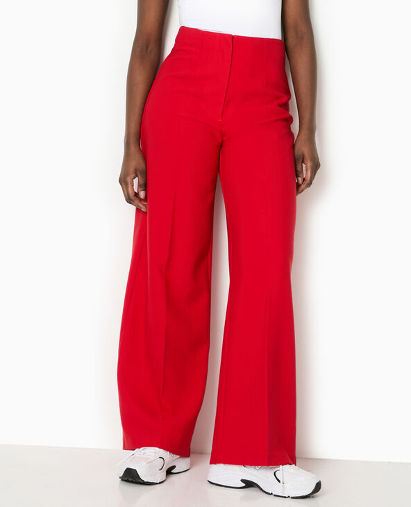 Pantalon large avec pinces rouge - Pimkie