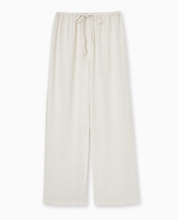 Pantalon droit et large avec taille élastiquée blanc - Pimkie