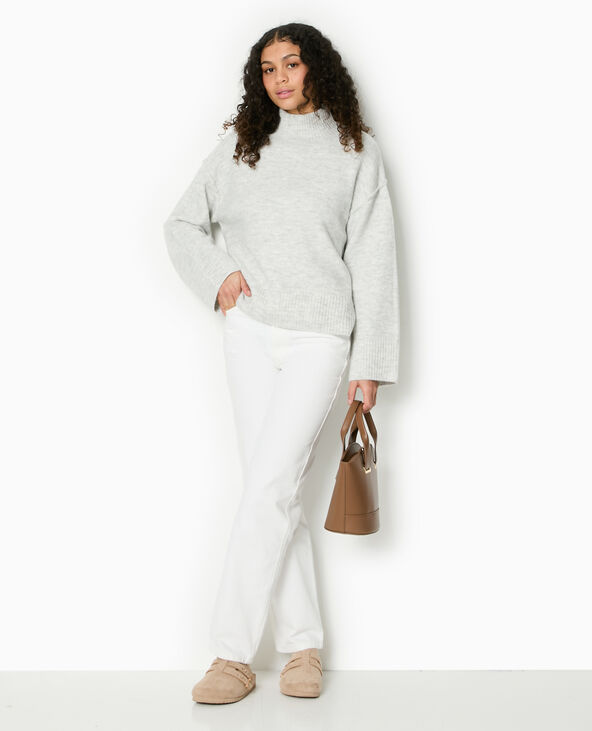 Pull col montant manches larges gris chiné - Pimkie
