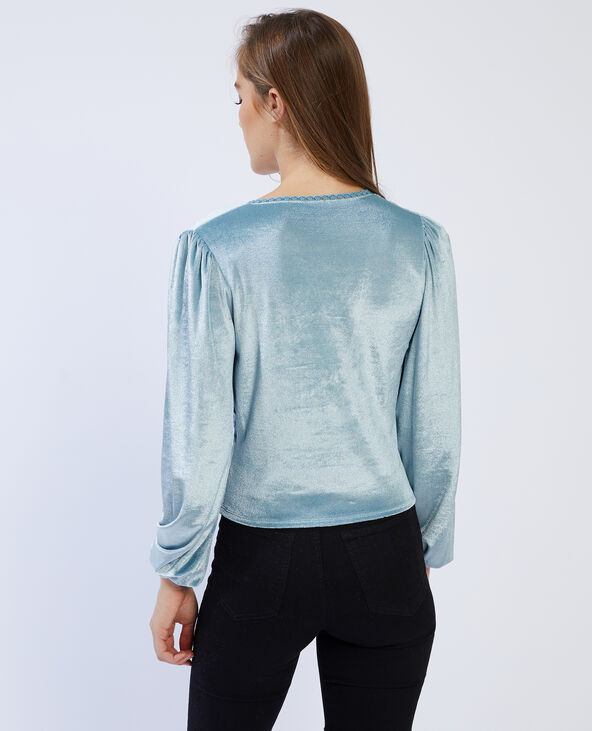Top velours et dentelle vert de gris - Pimkie
