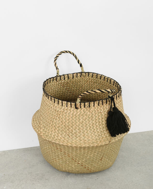 Panier en paille tressée noir - Pimkie