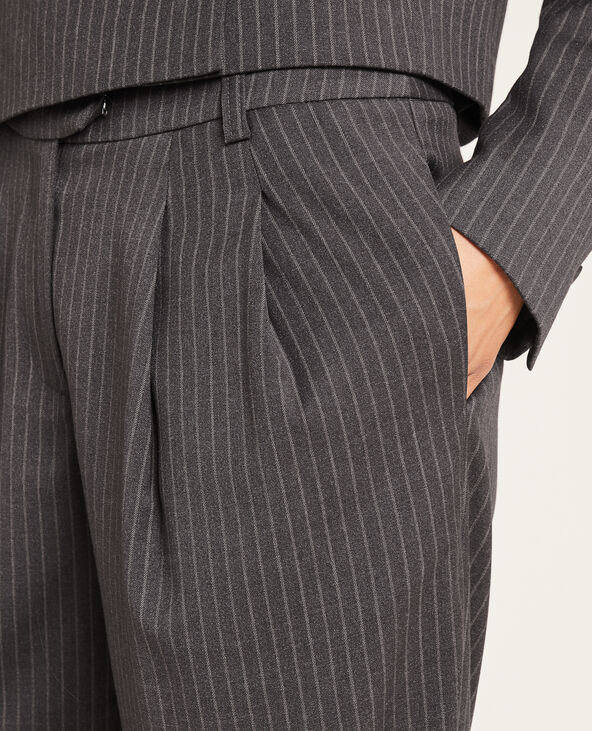 Pantalon large et droit à pinces taupe - Pimkie