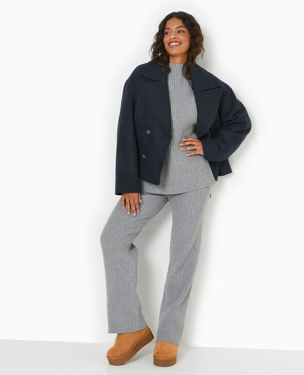 Pull oversize en maille côtelée gris chiné - Pimkie