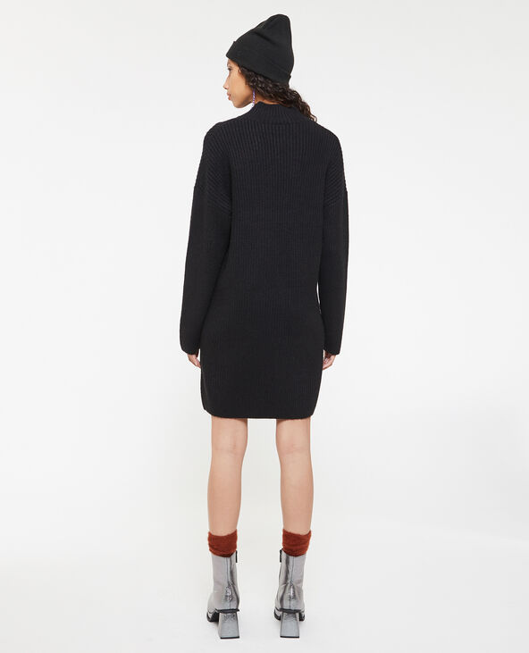 Robe courte en maille avec col montant noir - Pimkie