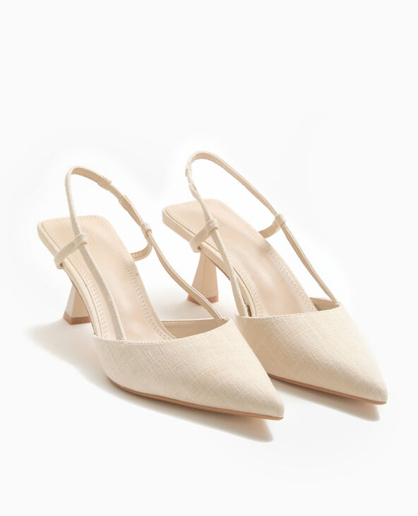 Escarpins ouverts bouts pointus et talons bobines beige - Pimkie