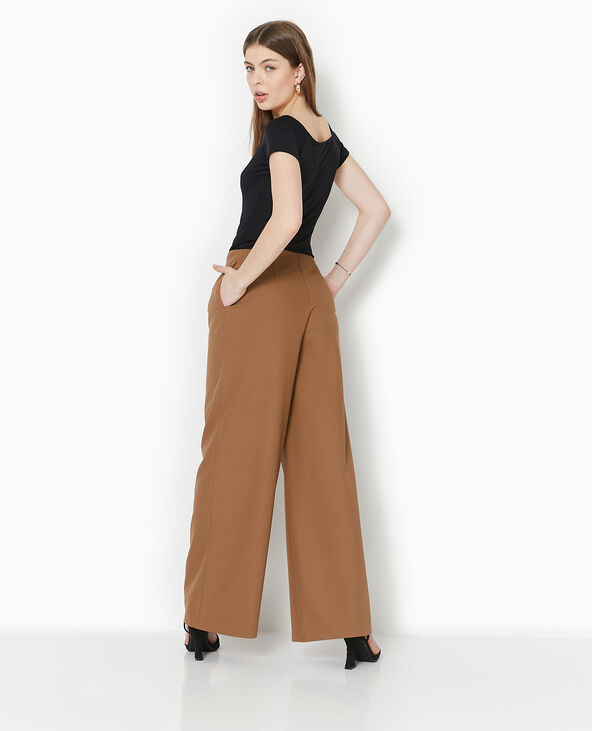 Pantalon large avec pinces marron - Pimkie