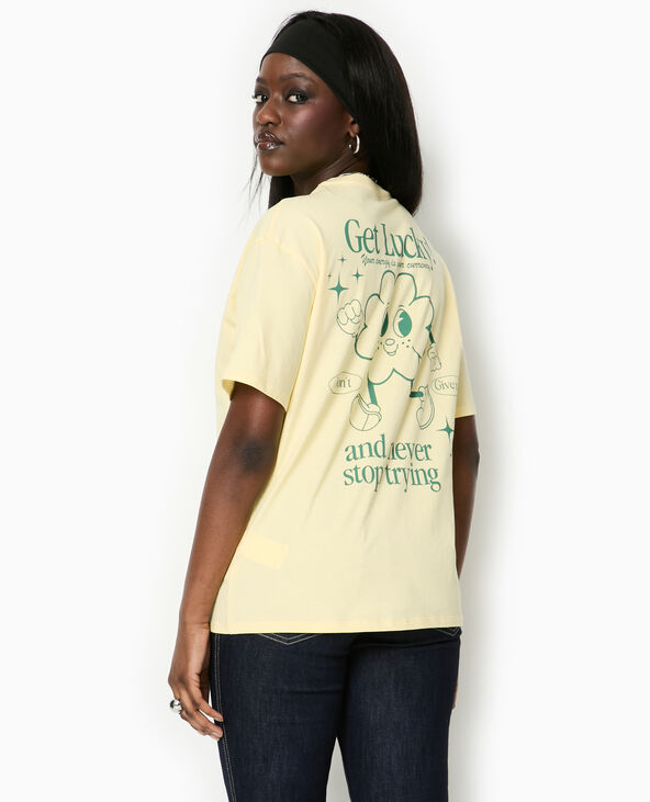 T-shirt oversize avec print devant et dos Jaune pâle - Pimkie