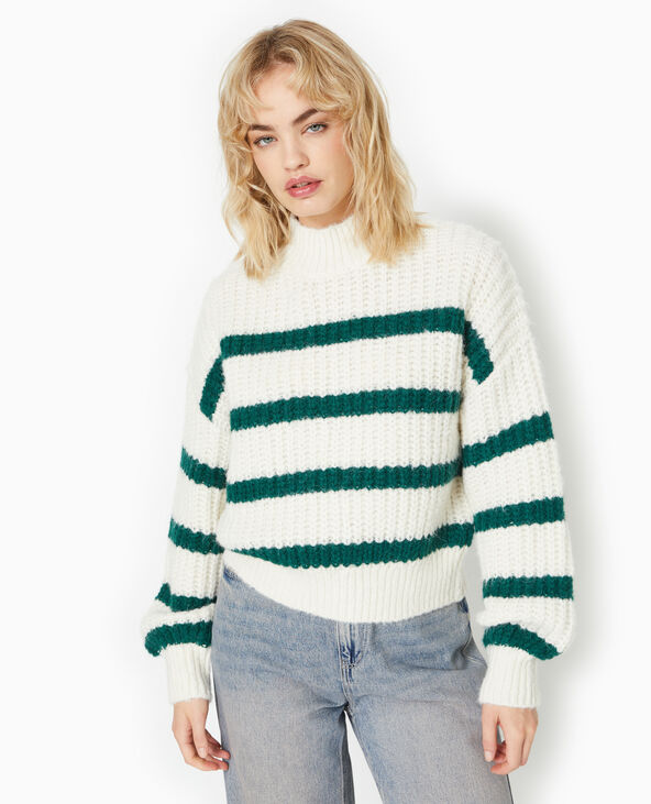 Pull grosse maille avec rayures écru - Pimkie