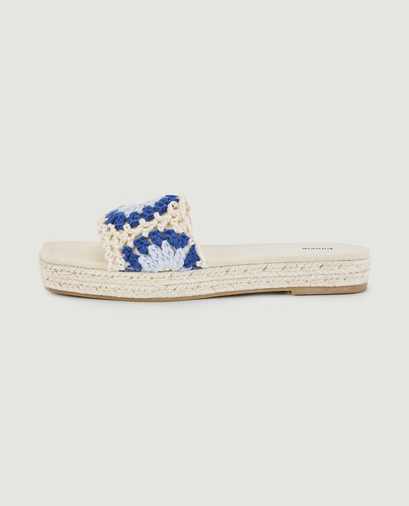 Mules compensées corde et crochet bleu - Pimkie
