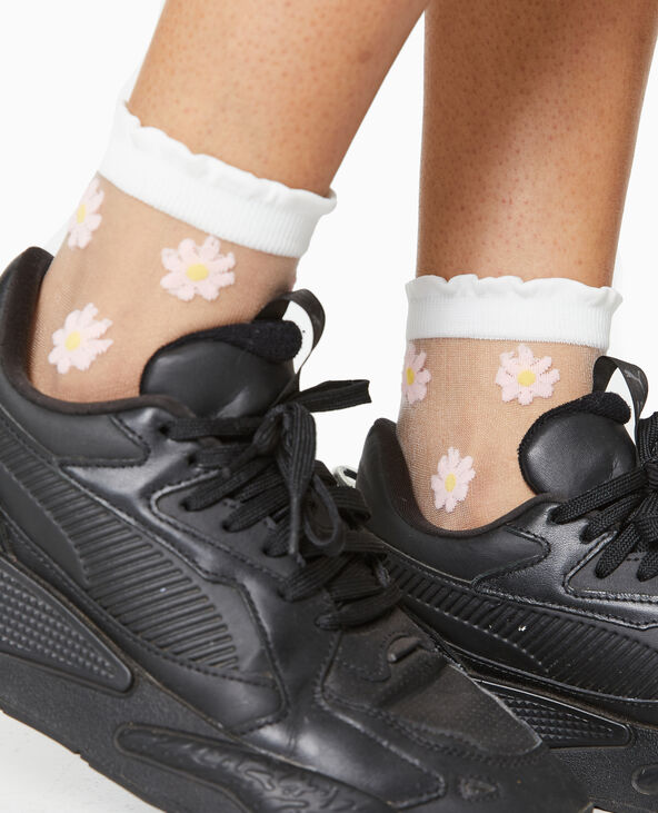 2 paires de chaussettes transparentes avec fleurs noir - Pimkie