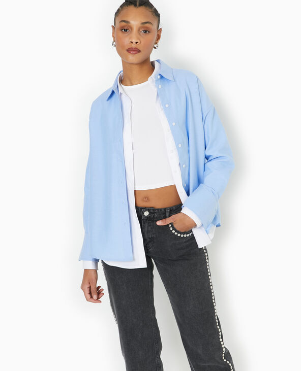 Chemise manches longues bleu - Pimkie