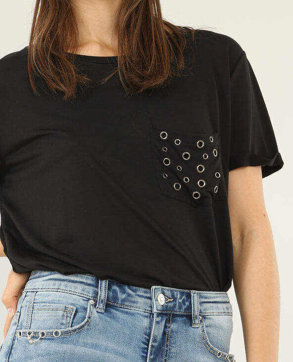 T-shirt oversize à poche rivetée noir - Pimkie