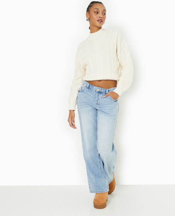 Pull en maille torsadée devant blanc - Pimkie