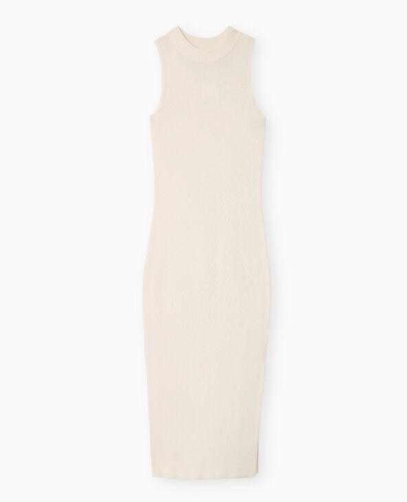 Robe longue et moulante en maille côtelée blanc - Pimkie