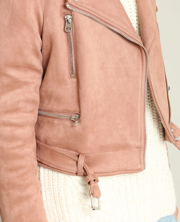 Veste col fausse fourrure vieux rose - Pimkie