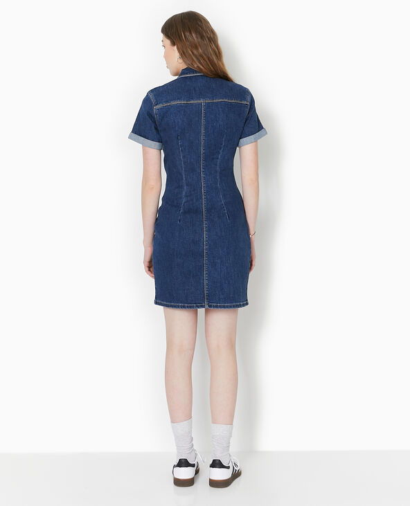 Robe courte et moulante en jean bleu - Pimkie
